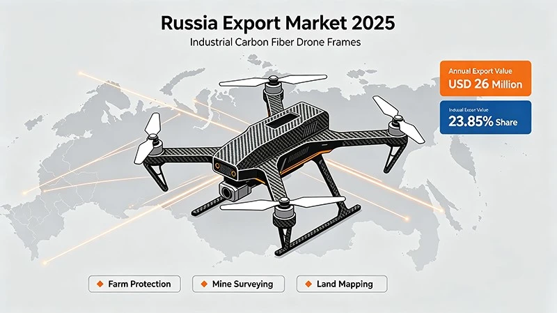 Russia market export performance industrial carbon fiber drone frames for agriculture mining survey mapping Russia market export performance industrial carbon fiber drone frames for agriculture mining survey mapping
